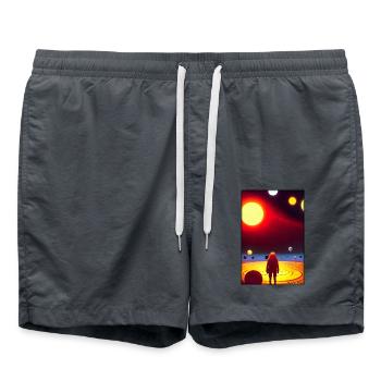 Galaxy Cosmos Universe Solar System Astronaute - Short de bain - charbon - Devant - AI Model Male 185 light (185cm)