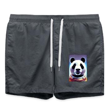 Pandabär Panda Astronaut Zukunft Sci-Fi Technik - Badeshorts - Anthrazit - Vorne - AI Model Male 185 light (185cm)