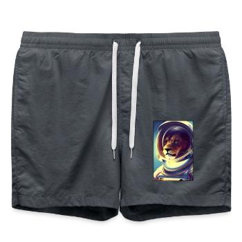 Leo Big Cat Astronaut Future Sci-Fi Technology - Short de bain - charbon - Devant - AI Model Male 185 light (185cm)