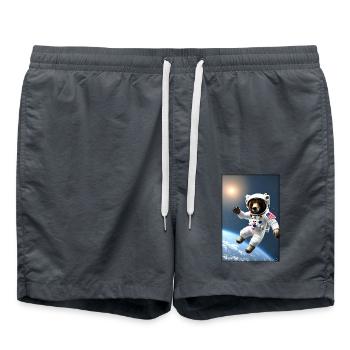Bear Wildlife Astronaut Future Sci-Fi Technology - Short de bain - charbon - Devant - AI Model Male 185 light (185cm)
