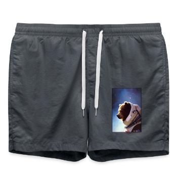 Bear Wildlife Astronaut Future Sci-Fi Technology - Short de bain - charbon - Devant - AI Model Male 185 light (185cm)
