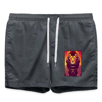 Lion Big Cat Cyber Neon Punk Future Science-Fi - Short de bain - charbon - Devant - AI Model Male 185 light (185cm)