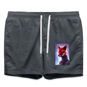Fox Wildlife Cyber Neon Punk Future Sci-Fi - Short de bain - charbon - Devant - AI Model Male 185 light (185cm)