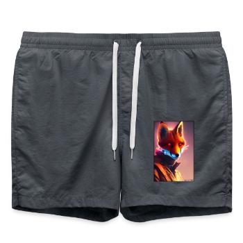 Fox Wildlife Cyber Neon Punk Future Sci-Fi - Short de bain - charbon - Devant - AI Model Male 185 light (185cm)