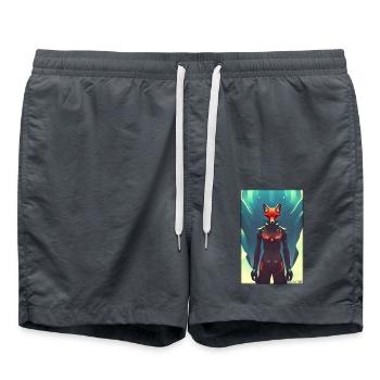 Fox Wildlife Cyber Neon Punk Future Sci-Fi - Short de bain - charbon - Devant - AI Model Male 185 light (185cm)