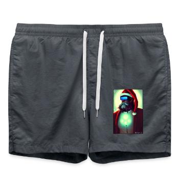 Santa Claus Christmas Future Cyber Neon Punk - Swim Trunks - anthracite - Front - AI Model Male 185 light (185cm)