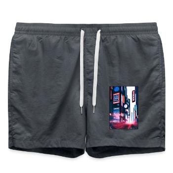 Tokyo City City Cyber Punk Future Sci-Fi Asie - Short de bain - charbon - Devant - AI Model Male 185 light (185cm)