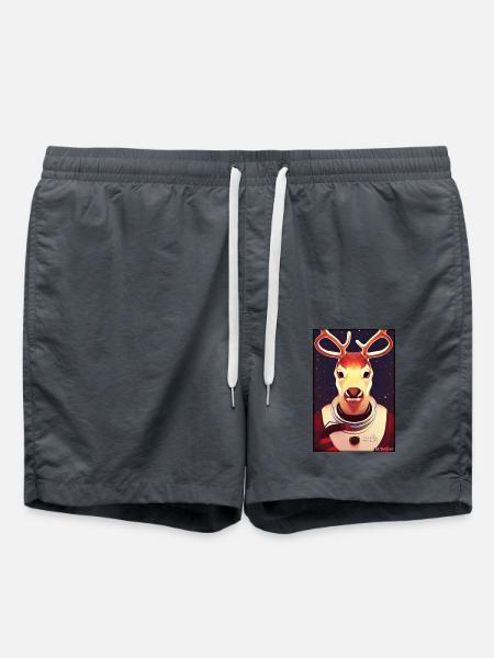 Reindeer Astronaut Future Sci-Fi Technology - Swim Trunks - anthracite