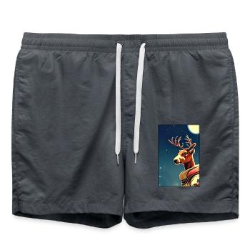 Reindeer Astronaut Future Sci-Fi Technology - Swim Trunks - anthracite - Front - AI Model Male 185 light (185cm)