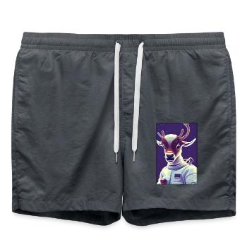Reindeer Astronaut Future Sci-Fi Technology - Swim Trunks - anthracite - Front - AI Model Male 185 light (185cm)