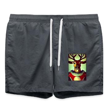 Reindeer Astronaut Future Sci-Fi Technology - Swim Trunks - anthracite - Front - AI Model Male 185 light (185cm)