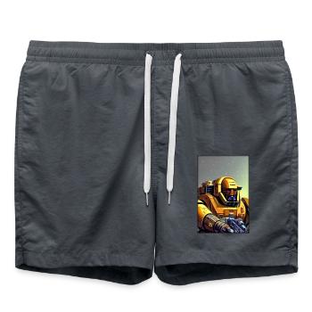 Kampfbot Roboter Supersoldat Maschine Krieger - Badeshorts - Anthrazit - Vorne - AI Model Male 185 light (185cm)