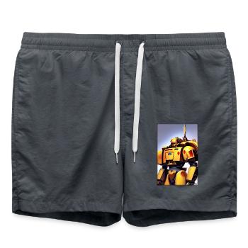 Kampfbot Roboter Supersoldat Maschine Krieger - Badeshorts - Anthrazit - Vorne - AI Model Male 185 light (185cm)