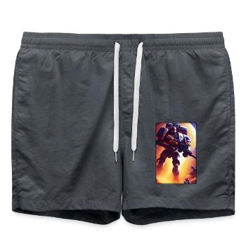 Kampfbot Roboter Supersoldat Maschine Krieger - Badeshorts - Anthrazit - Vorne - AI Model Male 185 light (185cm)