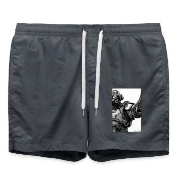 Kampfbot Roboter Supersoldat Maschine Krieger - Badeshorts - Anthrazit - Vorne - AI Model Male 185 light (185cm)
