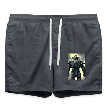 Kampfbot Roboter Supersoldat Maschine Krieger - Badeshorts - Anthrazit - Vorne - AI Model Male 185 light (185cm)