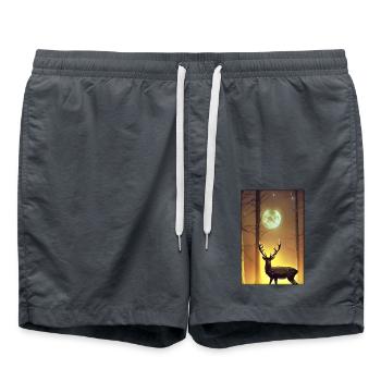 Deer Moon Moonlight Forest Winter Snow Forest Animal - Swim Trunks - anthracite - Front - AI Model Male 185 light (185cm)