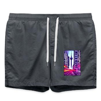 Berlin Berliner Fernsehturm Stadt Wahrzeichen - Badeshorts - Anthrazit - Vorne - AI Model Male 185 light (185cm)