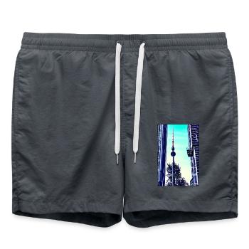 Berlin Berlin TV Tower City Landmark - Swim Trunks - anthracite - Front - AI Model Male 185 light (185cm)