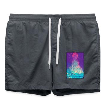 Château Château Forteresse Architecture Paysage - Short de bain - charbon - Devant - AI Model Male 185 light (185cm)