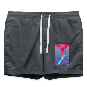 Surfer fille fille femme planche de surf vagues mer - Short de bain - charbon - Devant - AI Model Male 185 light (185cm)