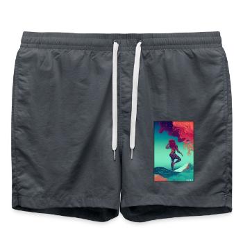 Surfer fille fille femme planche de surf vagues mer - Short de bain - charbon - Devant - AI Model Male 185 light (185cm)