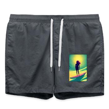 Surfer fille fille femme planche de surf vagues mer - Short de bain - charbon - Devant - AI Model Male 185 light (185cm)