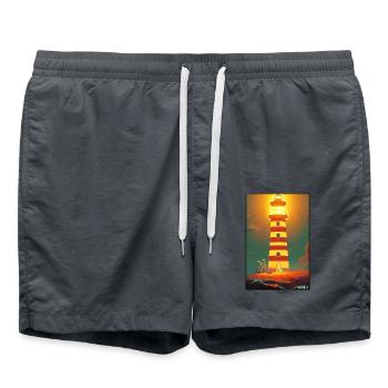 phare lumière de mer Mer du Nord Mer Baltique vacances plage - Short de bain - charbon - Devant - AI Model Male 185 light (185cm)