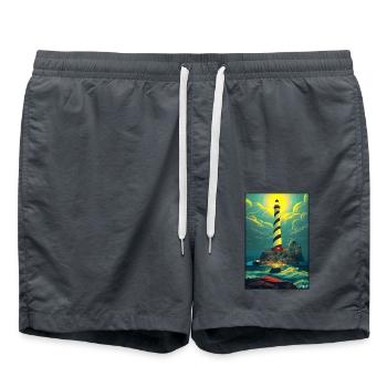 phare lumière de mer Mer du Nord Mer Baltique vacances plage - Short de bain - charbon - Devant - AI Model Male 185 light (185cm)