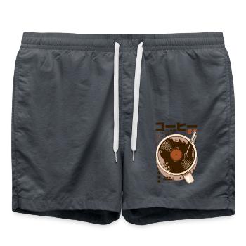 Japan - Kaffee Vinyl - Badeshorts - Anthrazit - Vorne - AI Model Male 185 light (185cm)