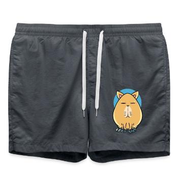 Eggy Katze - Badeshorts - Anthrazit - Vorne - AI Model Male 185 light (185cm)