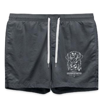 Golden Retriever Dad Hunde Hund Wilsigns - Badeshorts - Anthrazit - Vorne - AI Model Male 185 light (185cm)