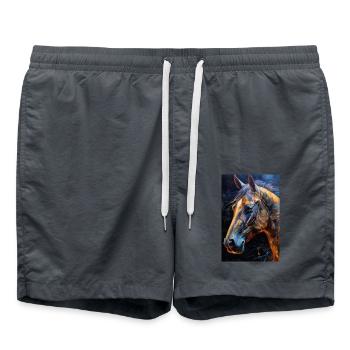 Ein Portrait von einem Pferd 1 - Badeshorts - Anthrazit - Vorne - AI Model Male 185 light (185cm)