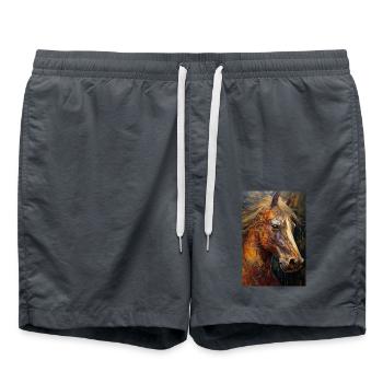 Ein Portrait von einem Pferd 2 - Badeshorts - Anthrazit - Vorne - AI Model Male 185 light (185cm)