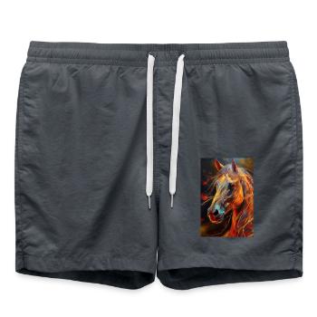Ein Portrait von einem Pferd 3 - Badeshorts - Anthrazit - Vorne - AI Model Male 185 light (185cm)