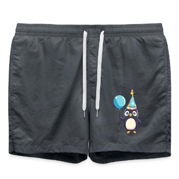 Penguin Birthday Baby - Swim Trunks - anthracite - Front - AI Model Male 185 light (185cm)