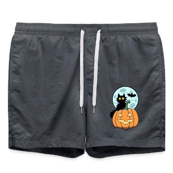 Cat on pumpkin - Swim Trunks - anthracite - Front - AI Model Male 185 light (185cm)