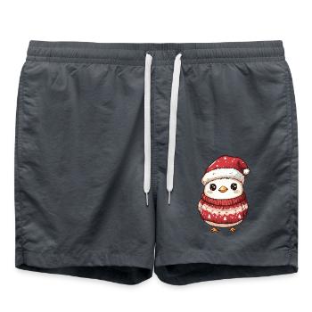 Huhn Weihnachten Comic - Badeshorts - Anthrazit - Vorne - AI Model Male 185 light (185cm)