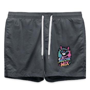 chat et musique année 80 - Short de bain - charbon - Devant - AI Model Male 185 light (185cm)