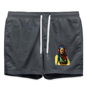 Sitzender Bulle - Badeshorts - Anthrazit - Vorne - AI Model Male 185 light (185cm)