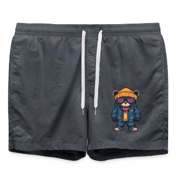 Bear Winter Comic - Swim Trunks - anthracite - Front - AI Model Male 185 light (185cm)