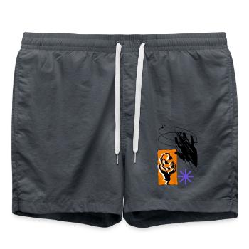 Collage 2yk modern Poster - Badeshorts - Anthrazit - Vorne - AI Model Male 185 light (185cm)