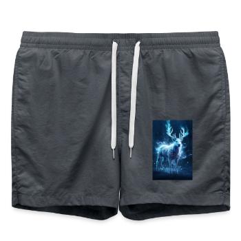 Les bois brillants – Gardiens de la forêt hivernale - Short de bain - charbon - Devant - AI Model Male 185 light (185cm)