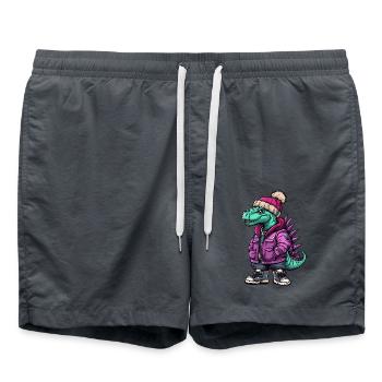Dinosaurier stegosaurus Lustig Winter - Badeshorts - Anthrazit - Vorne - AI Model Male 185 light (185cm)