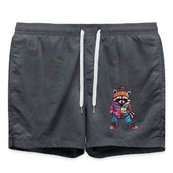 Raccoon Funny Winter - Swim Trunks - anthracite - Front - AI Model Male 185 light (185cm)