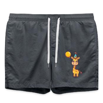Girafe Anniversaire Bébé - Short de bain - charbon - Devant - AI Model Male 185 light (185cm)