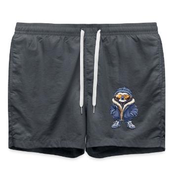 Faultier Cool Comic - Badeshorts - Anthrazit - Vorne - AI Model Male 185 light (185cm)
