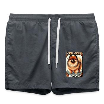 The Pom Pomeranian Dog Tarot Card Art - Swim Trunks - anthracite - Front - AI Model Male 185 light (185cm)