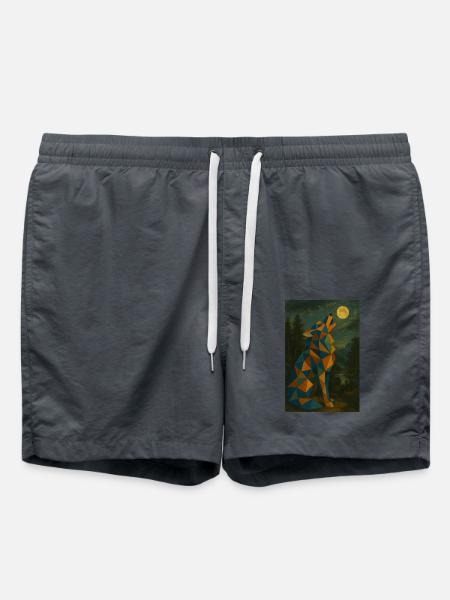 Wolf heult Mond an - Badeshorts - Anthrazit