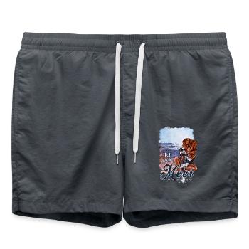 Ich will Meer – maritimes Mädchen Design - Badeshorts - Anthrazit - Vorne - AI Model Male 185 light (185cm)